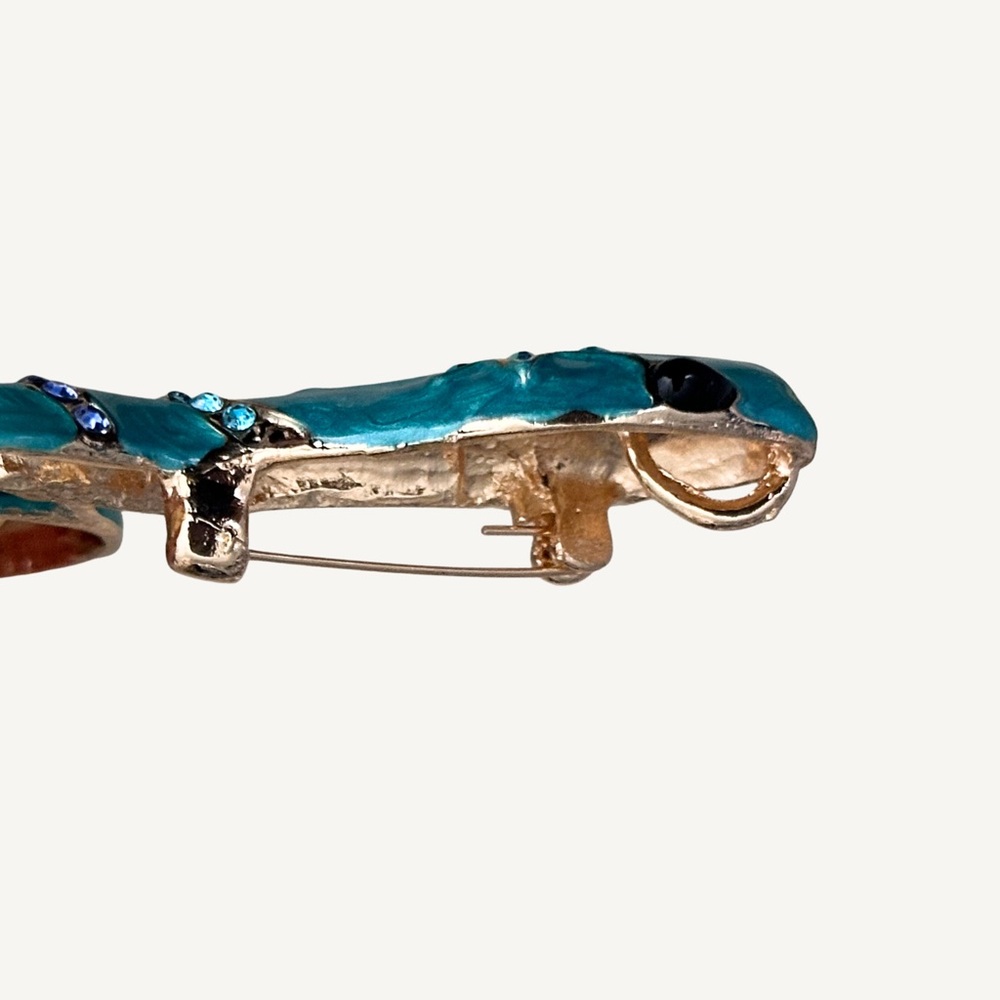 Enamel Snake Pendant / Brooch with Crystal Accents - Picture 6 of 6
